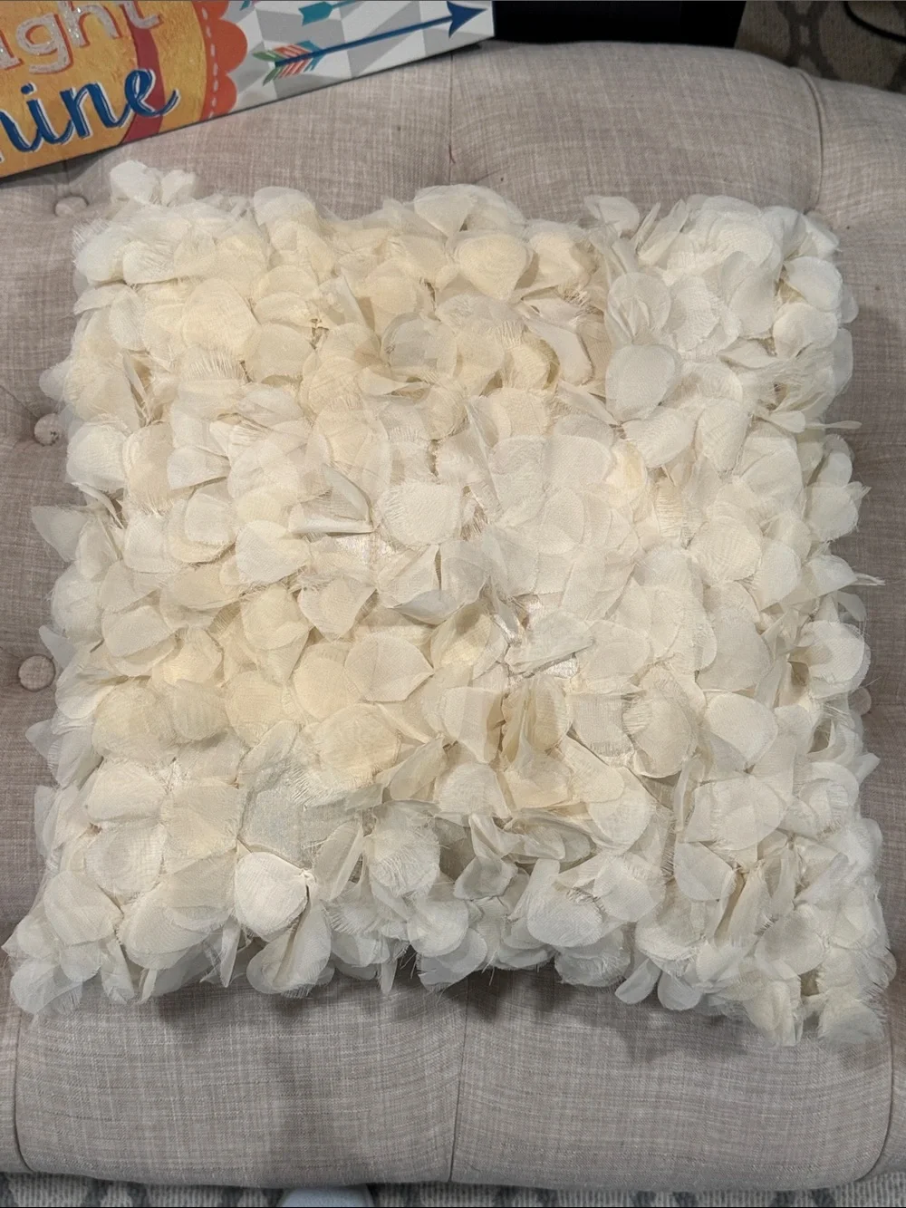 Decorative Petal Throw Pillow - Cream